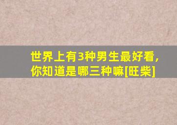 世界上有3种男生最好看,你知道是哪三种嘛[旺柴]